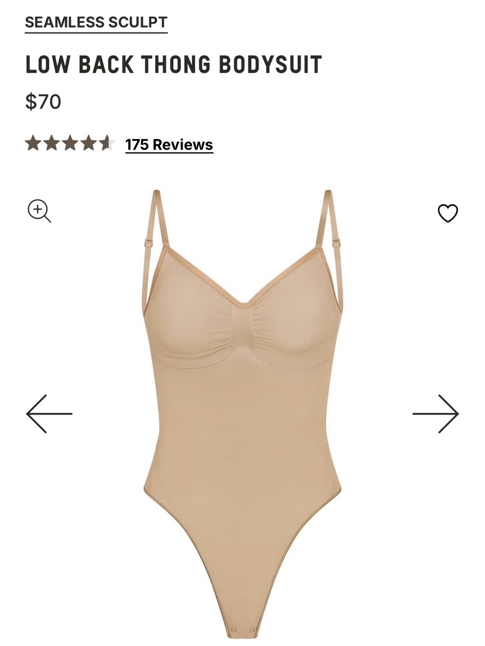 SKIMS Seamless Sculpt Low Back Thong Bodysuit - Clay
